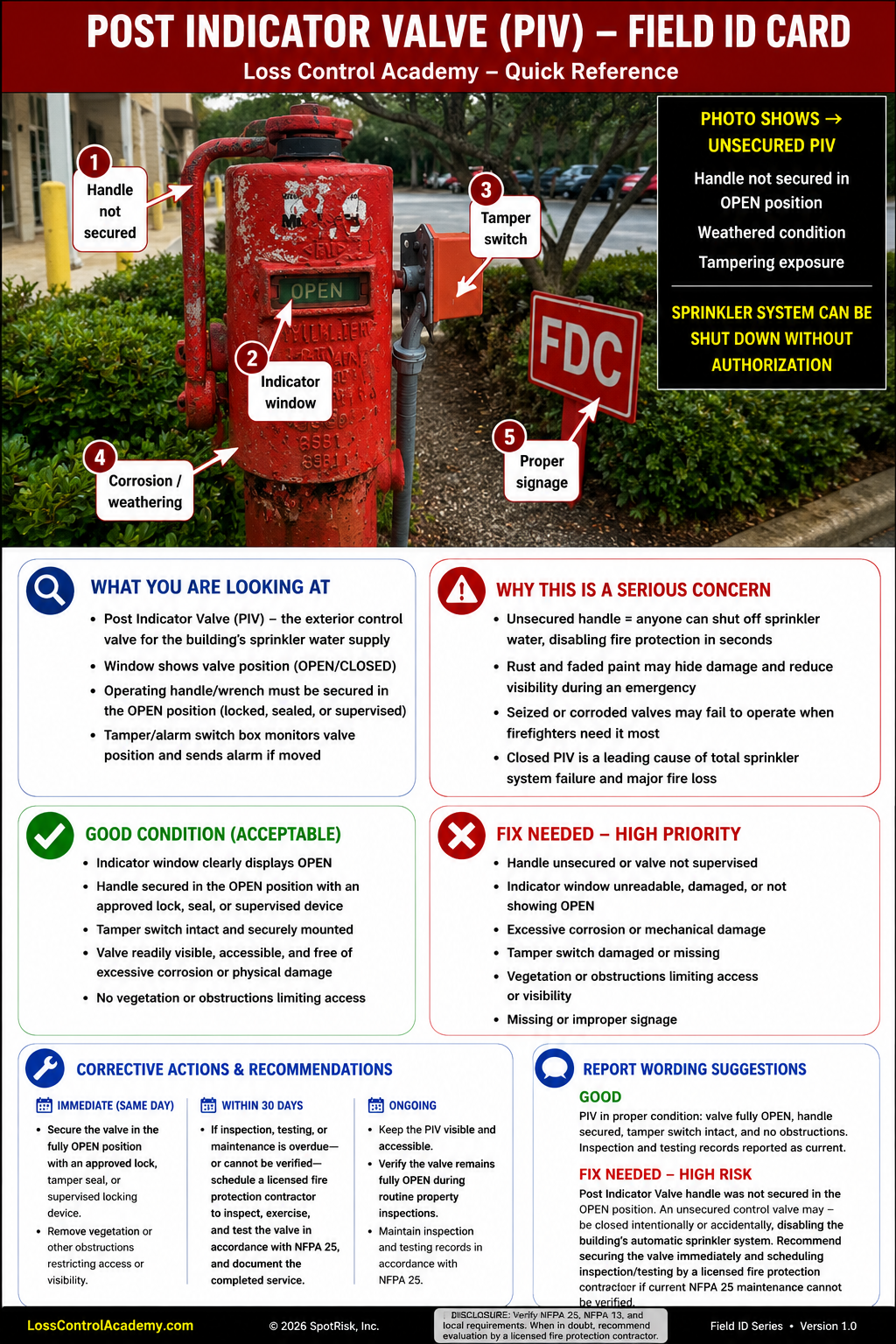 Post Indicator Valve Field ID card