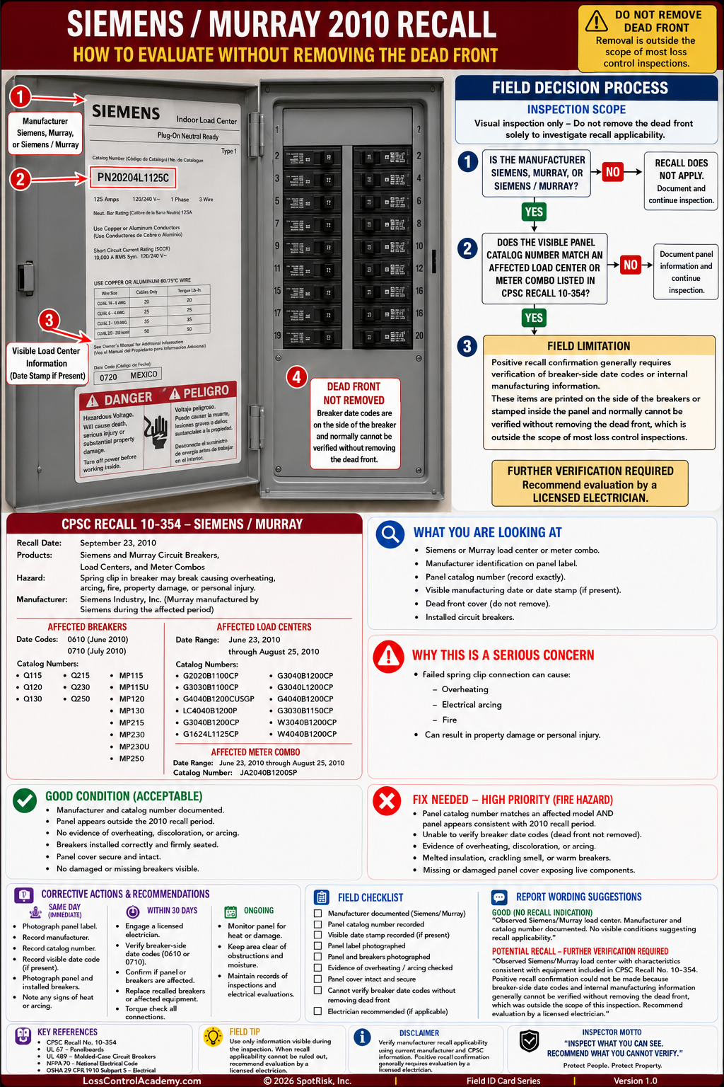 Siemens - Murray 2010 Recall Field ID Card